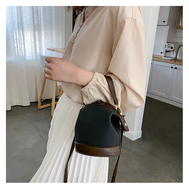 Casual PU Leather Women Bag Crossbody Bucket Bag Cute Girls Small Tote Bags Summer Female Shoulder Bag Handbags and Purses