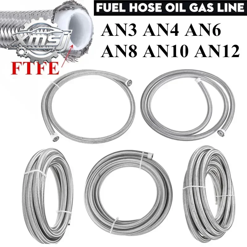 1M/3M/4M/6M AN3 AN4 AN6 AN8 AN10 manguera carreras 304 manguera freno PTFE trenzada acero inoxidable