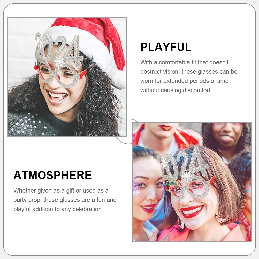 

Christmas Glasses Prop Festive Eyeglasses Lightweight Holiday Party Supplies Xmas Photo Booth Props Fun Reusable Glasses