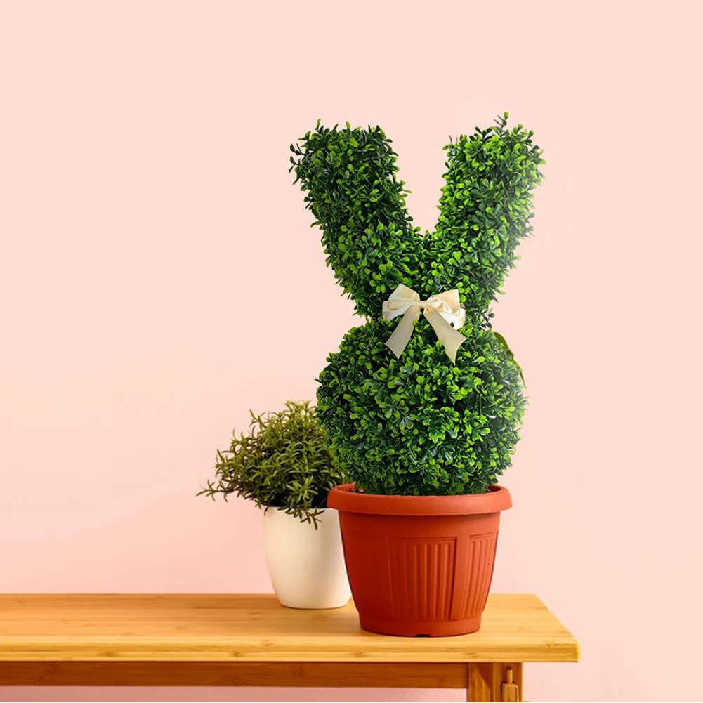 

Artificial Rabbits Shaped Topiary Tree Reusable Artificial Cypress Topiary Tree Spring Easter Decor for Garden Lawn Decor