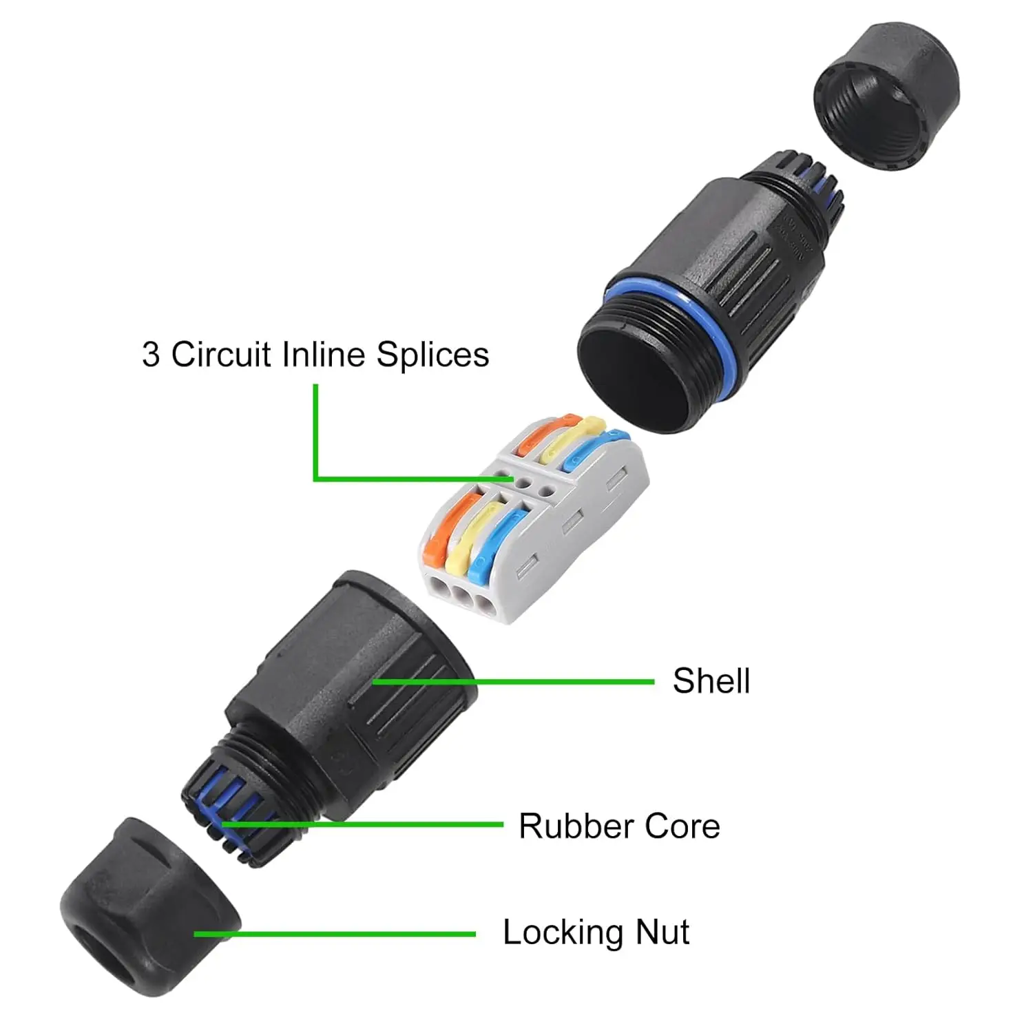 5Pcs Waterproof Cable Connector 3 Pin Wire Connector 3 Way Inline Wire Connector Push in Connectors Electrical Terminal Quick