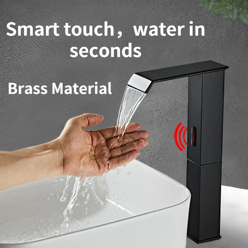 Smart sensor faucet Automatic Sensor Water Mixer Crane Free Touch Sink Tap Bathroom  Faucets Black  Faucet