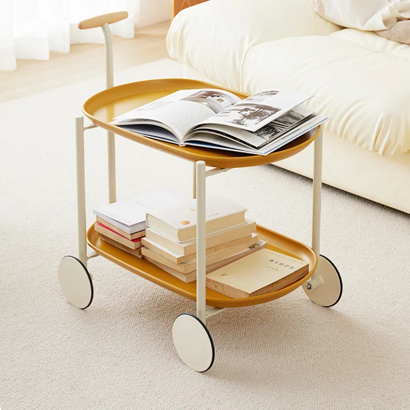Creative removable sofa edge corner table modern small apartment coffee table double-layer storage cart