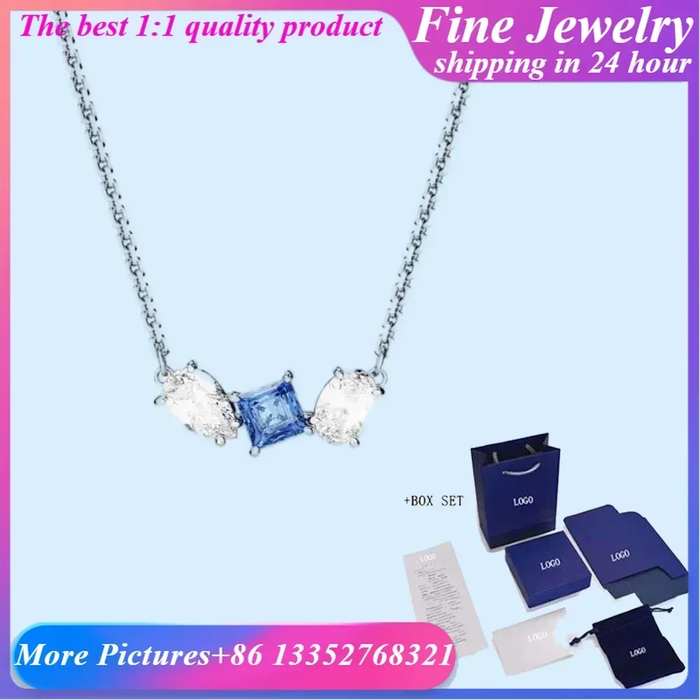 2024 New Fashion Temperamental Hot Selling Mesmera Mixed Cut Blue Pendant Women's Jewelry Birthday Party Gift