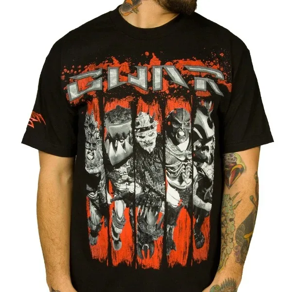 Monster Mask Band Member Portrait GWAR Print T Shirt, Shock Rock Band Fan Collectible Unisex Graphic Tee