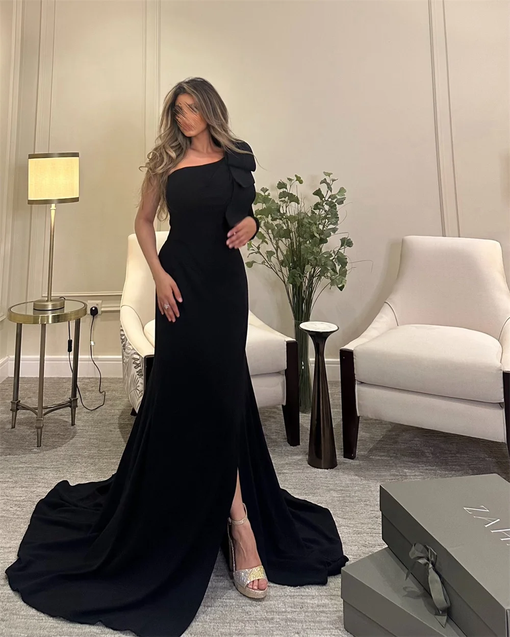 Vestido de noche personalizado, Arabia Saudita, Formal, un hombro, corte en A, faldas hasta el suelo, cinta, vestidos para ocasiones a medida, vestido de graduación