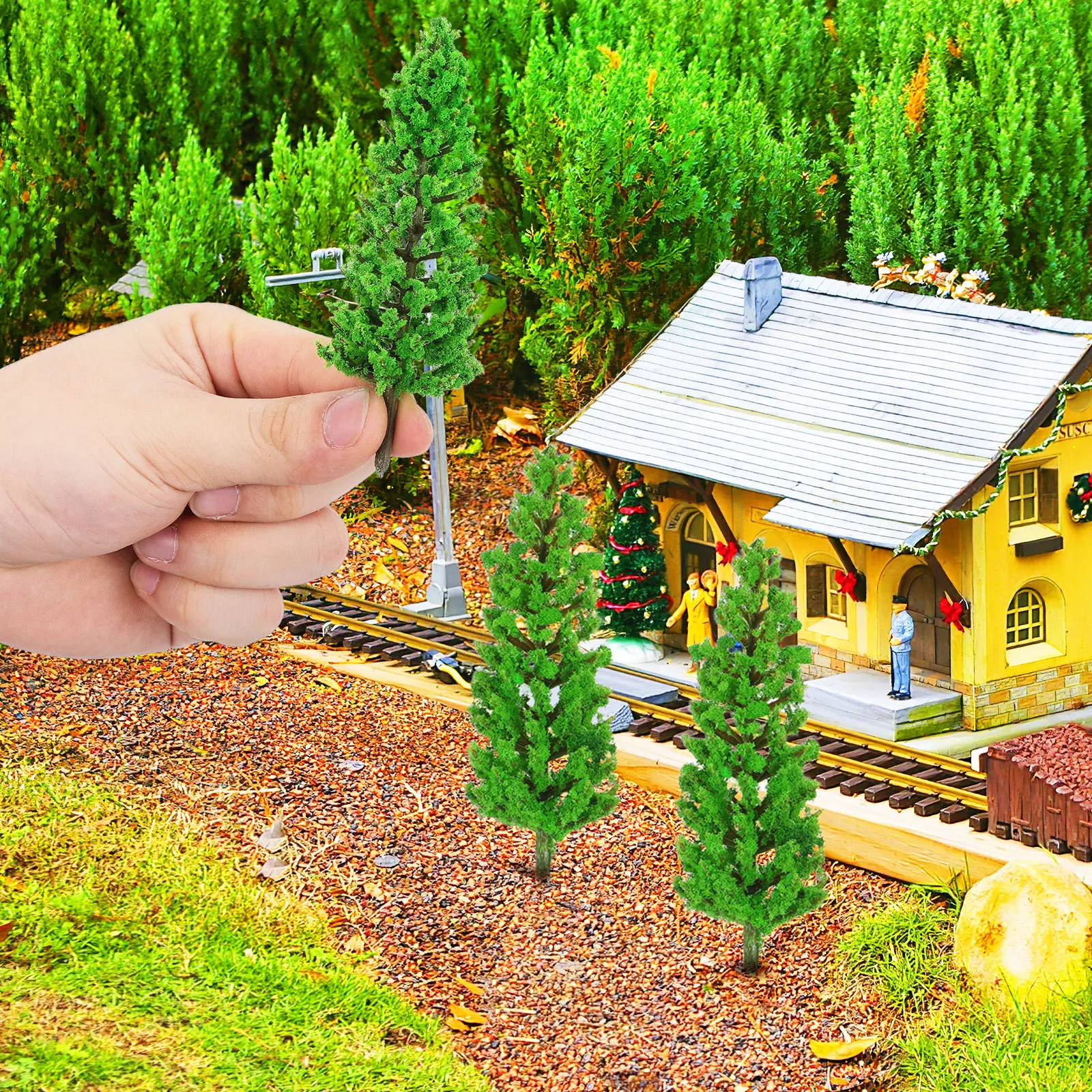 40Pcs Mixed Miniature Trees Micro Landscape Greenery for Train Scenery DIY Crafts Small Scale Plastic Simulation Architectural