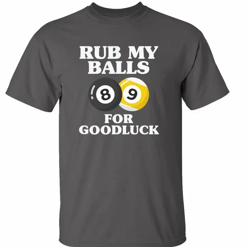 Camiseta Divertente de Billar con la Frase 'Rub My Balls' para la Buena Suerte, para Adultos, Manga Corta