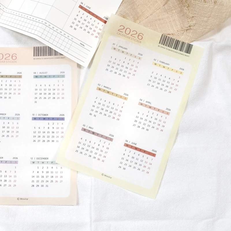 2026 Transparent Calendar Sticker Schedule Label Sticker Annual Calendar Stickers Multi-function Notebook Sticker