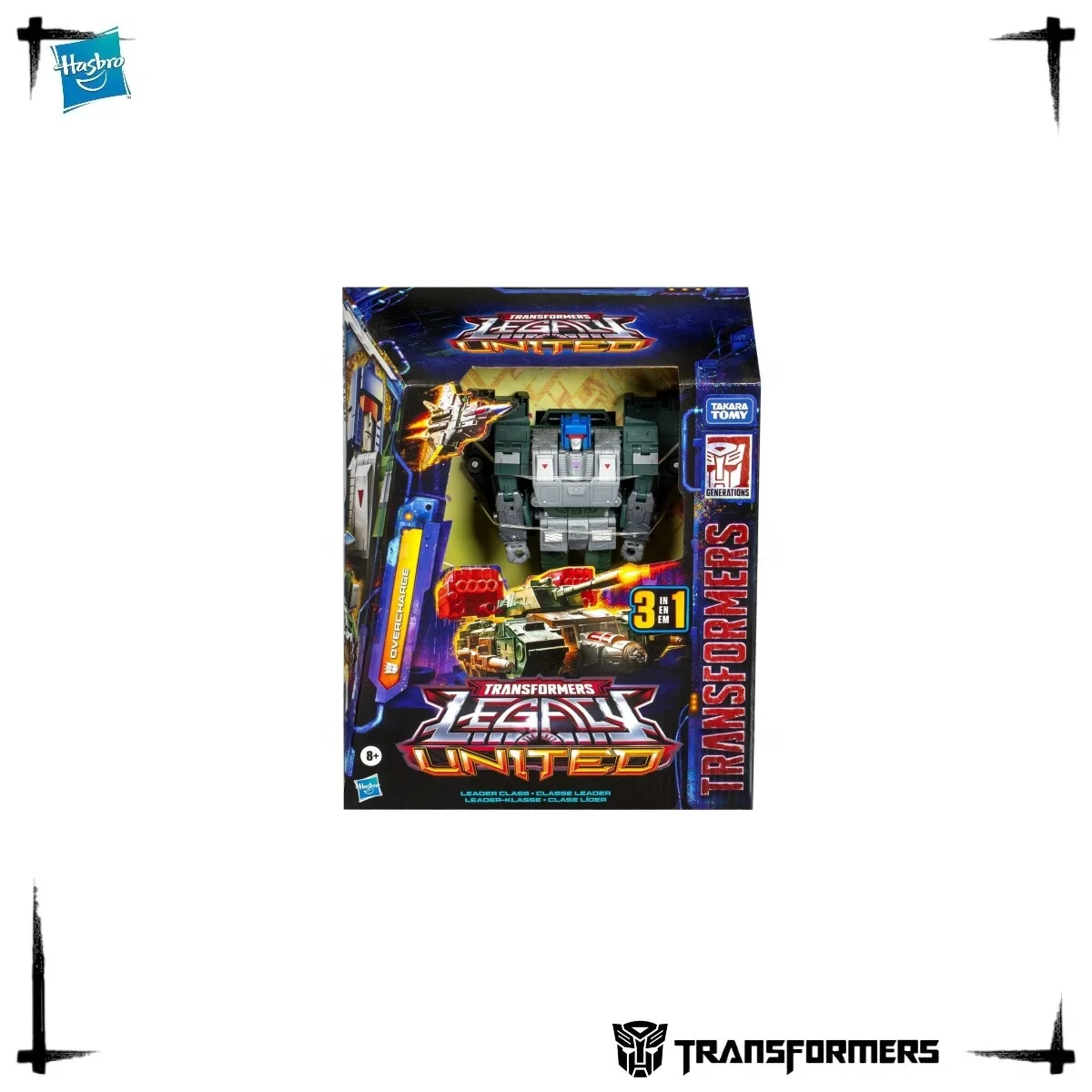 Offizielles Hasbro Transformers G1 Overcharge 40th Anniversary Triple Changer Leader Class Sammler-Actionfigurenmodell