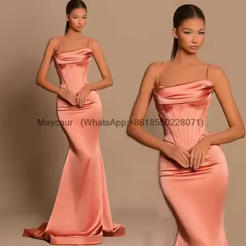 Formal Mermaid Prom Evening Dresses Spaghetti Straps Party Dress Sleeveless Floor Length Cocktail Gowns Plus Size customized