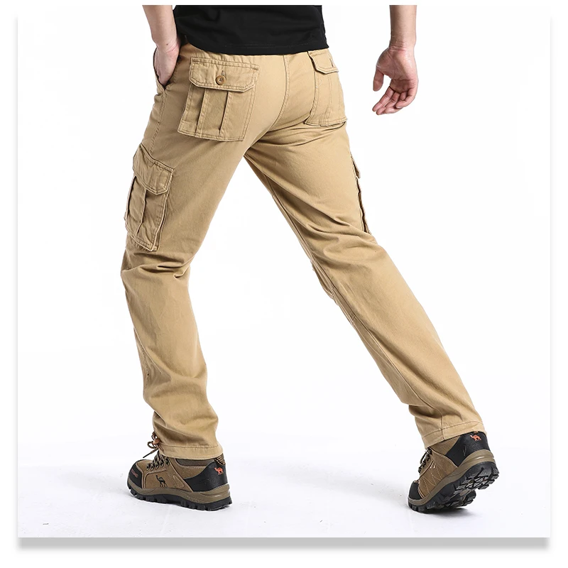 

Men's Pants Heavy Weight Cotton Cargo Pants Loose Straight Casual Trousers Men Tactical Hiking Jogger Sweatpants