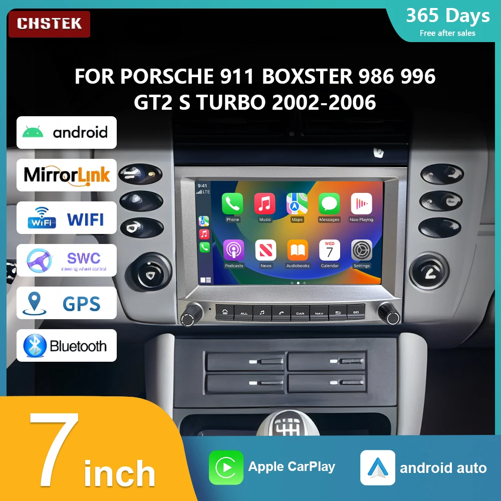 

CHSTEK Car Radio Multimedia Wireless Android Carplay For Porsche 911 Boxster 986 996 GT2 S Turbo 2002-2006 Android 13 Navigation