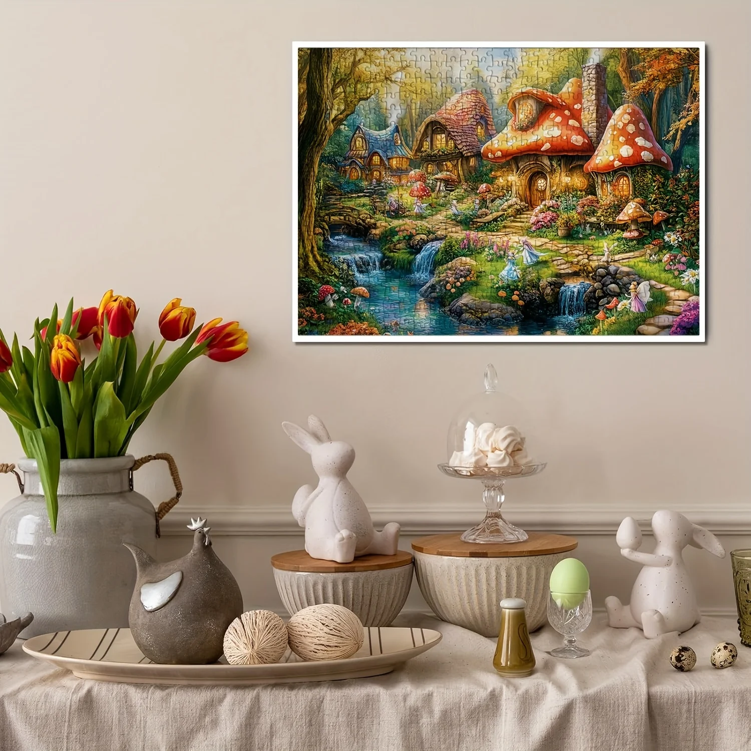 ตัวต่อรูปทรงบ้านเห็ด 1,000 ชิ้น เหมาะสำหรับผู้ใหญ่และครอบครัว - แผ่นหนาไร้รอยต่อ ทนต่อการขีดข่วน พร้อมกล่องพกพา