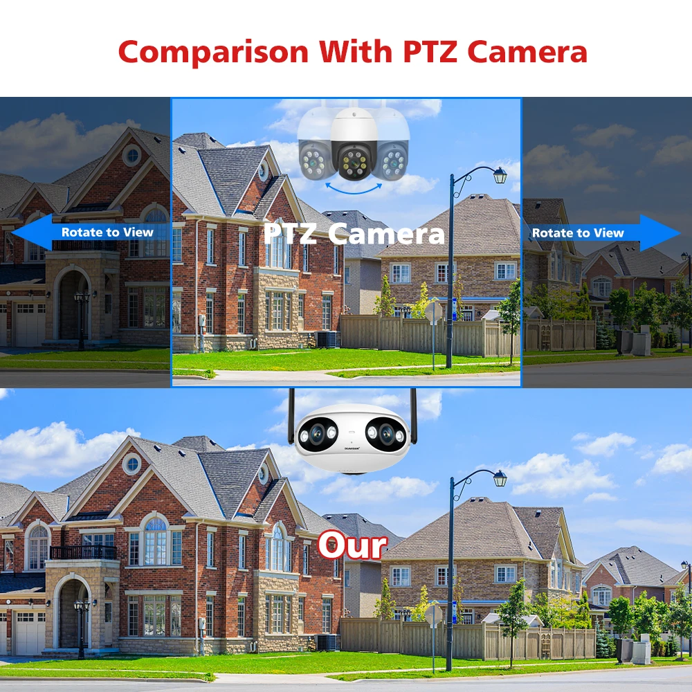 Outdoor Security Camera HD 4MP WIFI POE 180° Wide View Angle Humanoid Detection Color Night Vision Support Onvif IP Camera