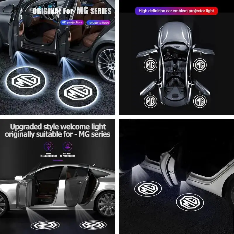 MG Specific 2Pcs Car Door Projector Light Fit ZS EV HS GT One, HD Non-fading LED Welcome Shadow Lamp Auto Interior Decor Part