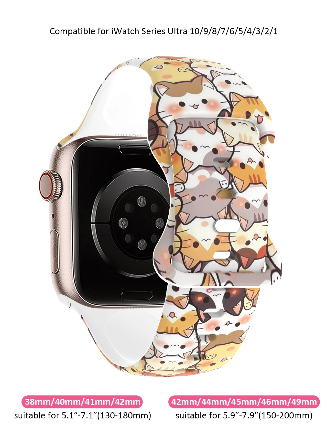 Cute Watch Band for Apple Watch 40/41/42/44/45/46/49mm, Soft and Comfortable Silicone Strap for Women.iWatch Series11 10 987 654 - view 2