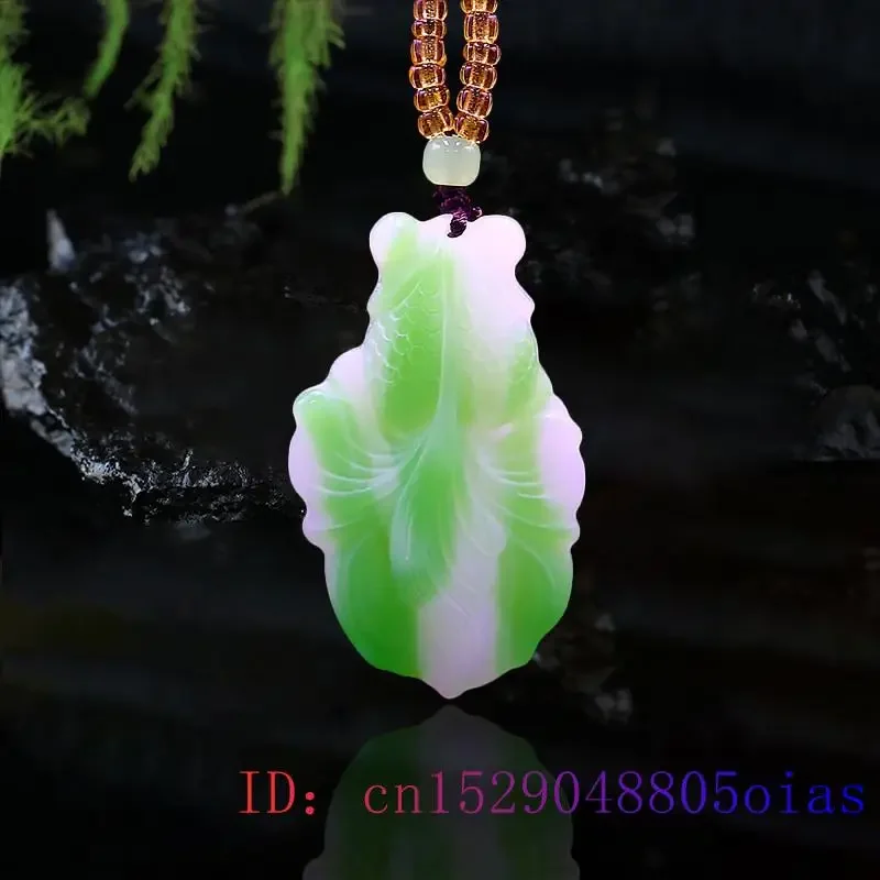 

Green Jade Goldfish Pendant Charm Natural Necklace Women Fashion Amulet Gemstone Chinese Gifts Carved Jewelry Jadeite