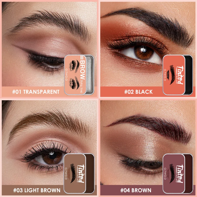 กันน้ำ Eyebrow เจลจัดแต่งทรงผมแปรงโปร่งใสสีดำ Brow การตั้งค่า Tint Wax Feathery Eyebrow Fixing สบู่แต่งหน้าเครื่องสำอาง