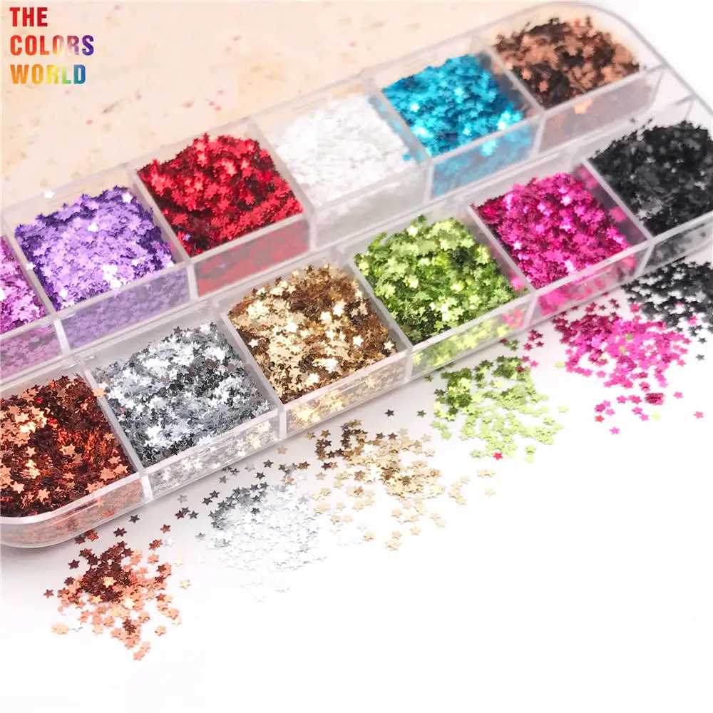 TCT-886 Star Shape Glitter Paillettes di dimensioni più piccole da 1MM per Nail Desgin Summer Polish Charms decorazioni per Nail Art fette di