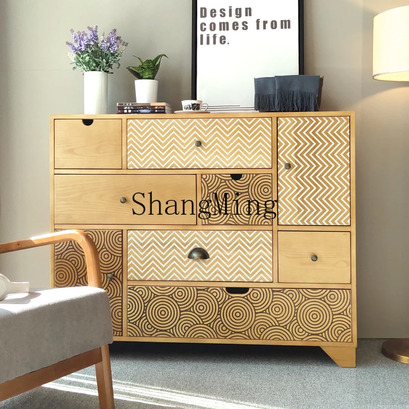 

CL chest of drawers Solid wood bedroom Living room Storage Balcony against the wall Chinese chest of drawers