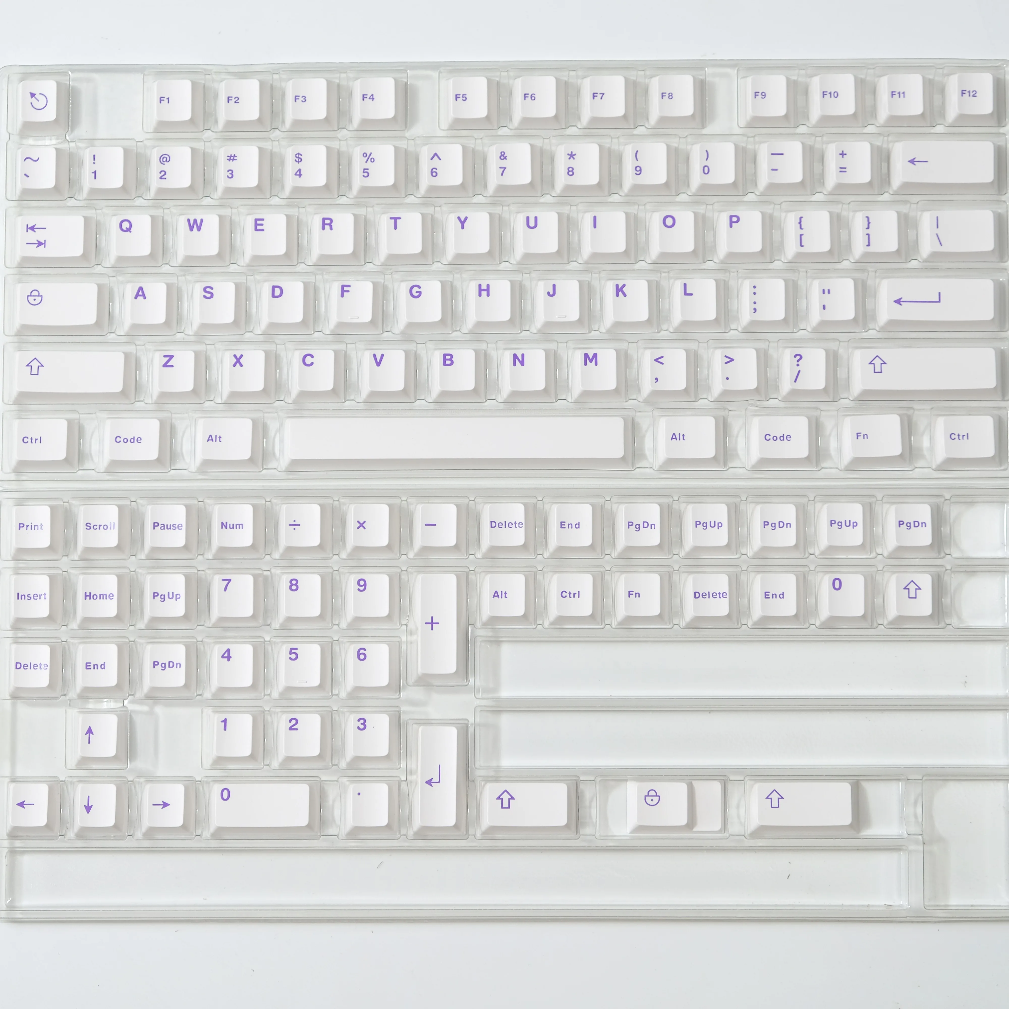 121 キーミニマリスト白紫ダブルショット PBT キーキャップチェリープロファイルキーキャップ Gateron MX スイッチメカニカルキーボード用