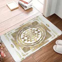 GOLDEN SRI YANTRA (white Background) Rug Carpet Furry Carpeting