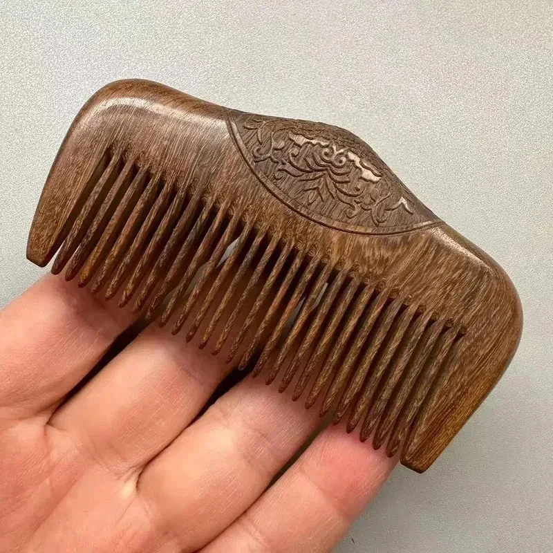 Black Gold Sandalwood Portable Pocket Comb Ultra-fine narrow-tooth anti-static comb Hair and beard styling, lice removal wooden view 6