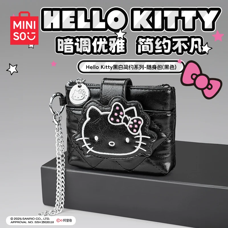 

Miniso Hello Kitty Crossbody Bag For Women Black White Minimalist Purse Official Licensed Sanrio Kawaii Bag