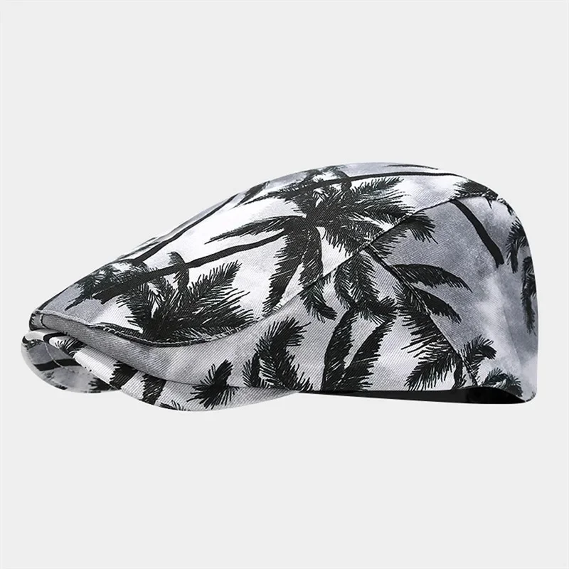 LDSLYJR Four Seasons Cotton Print Newsboy Caps Men Flat Peaked Cap Women Painter Beret Hats 108