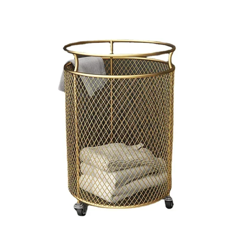 

Home Simplicity Laundry Basket，Nordic Modern Luxury Dirty Clothes Golden Laundry Hamper，Laundry Basket with Wheels