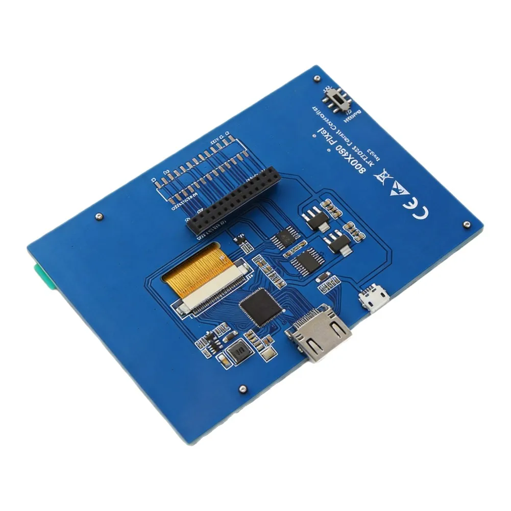Pi Compatible 5 inch LCD Touch Screen 800x480 Resolution IPS Panel Designed for Single Board Computer Applications
