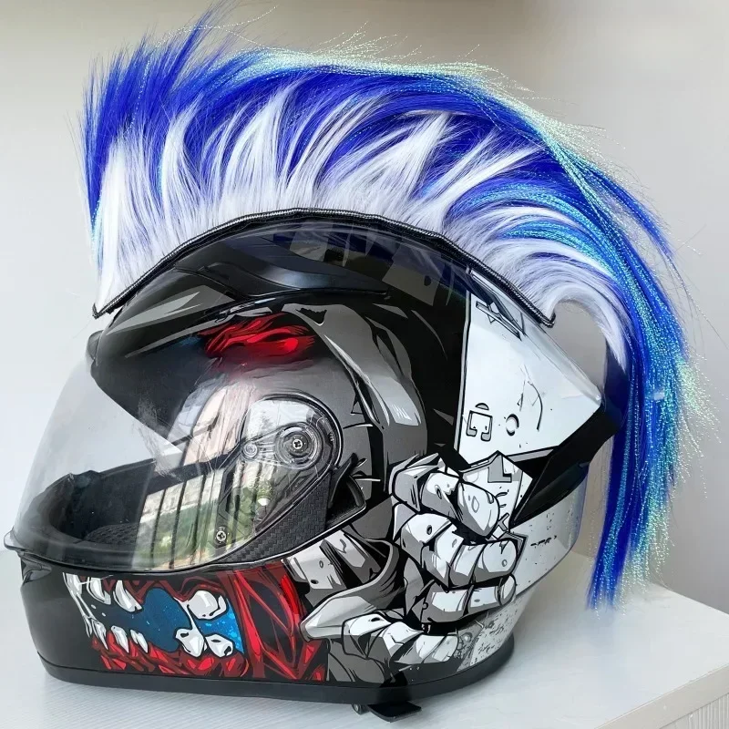 

Mohawk Wig Motorcycle Helmet Decoration Cockscomb Punk Hair Sticker Paste Motocross Helm Accessories Cuernos Para Casco Moto