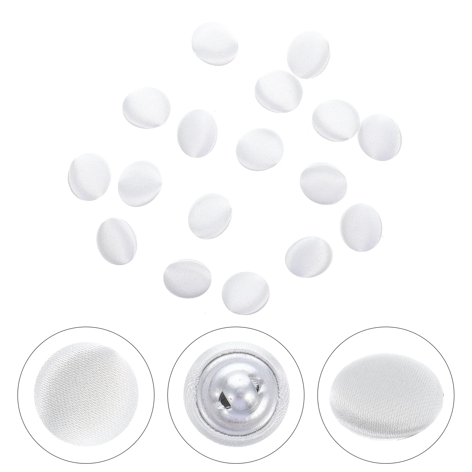 

15Pcs Covered Buttons for Silk Shirt White Satin Trim Buttons Tuxedo Bridal Gowns Suit DIY Sewing Supplies