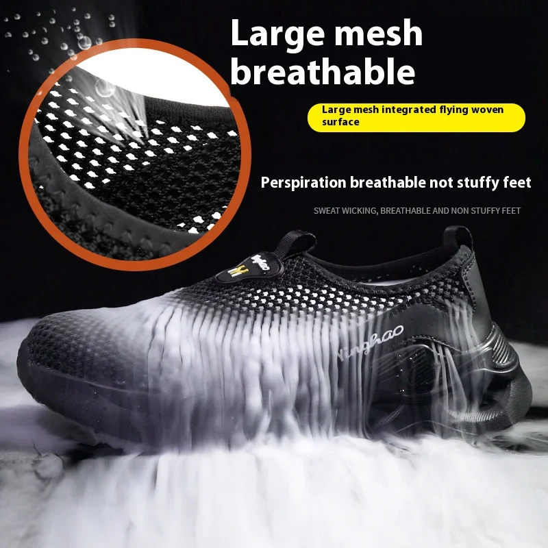 Lightweight Safety Shoes with Large Mesh, Breathable, Odor Resistant, Impact Resistant, Puncture Resistant, and Soft Work Shoes