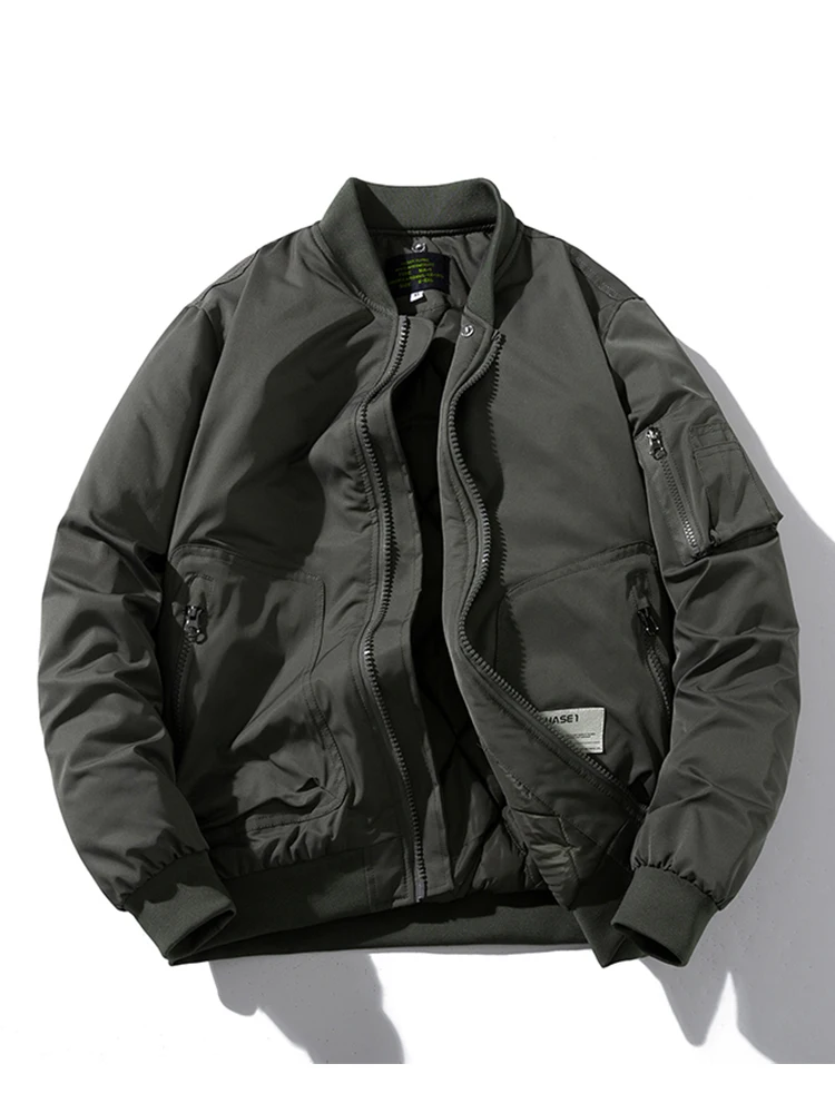 

Thiened Cotton Pilot Jaet MA Baseball Sle Men's Coat Couple Matching Workwear Outerwear een Color American Retro