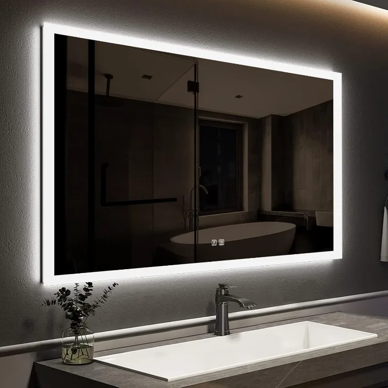 42 X 30 inch LED Bathroom Mirror with Adjustable 3-Color Frontlit, Anti-Fog, Smart Memory Function and ETL&UL Certified