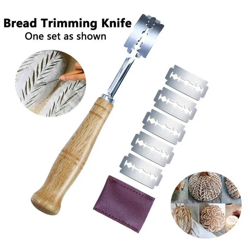 

Bread Cutter French Bread Blades Kitchen Gadgets Wood Long Handle Baking Accessory European Style Curved Arch Toast Knife