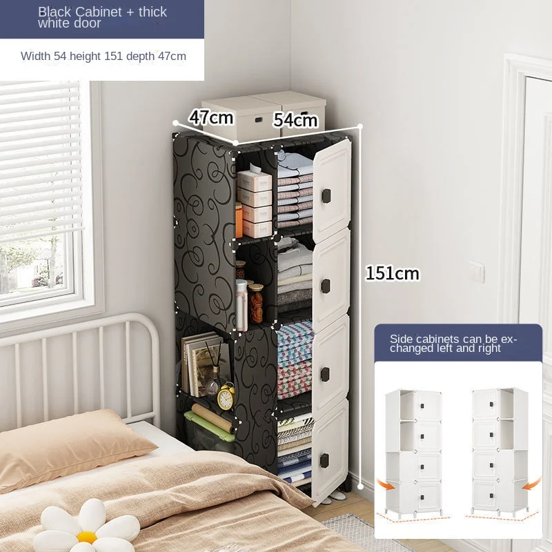 Bedroom Household Multilayer Single Door Folding Storage Cabinet Locker Collapsible Dustproof Wardrobe Goods Shelves Furniture