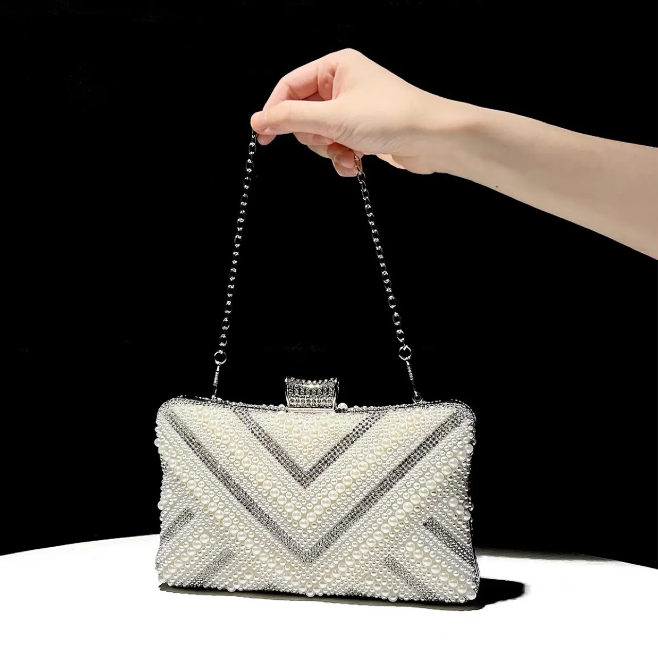 2025 New Same Pearl-Encrusted Diamond Clutch Bag, High-Gradedinner Bag, Banquet Celebrity Cheongsam With Dress Women'S Handbag