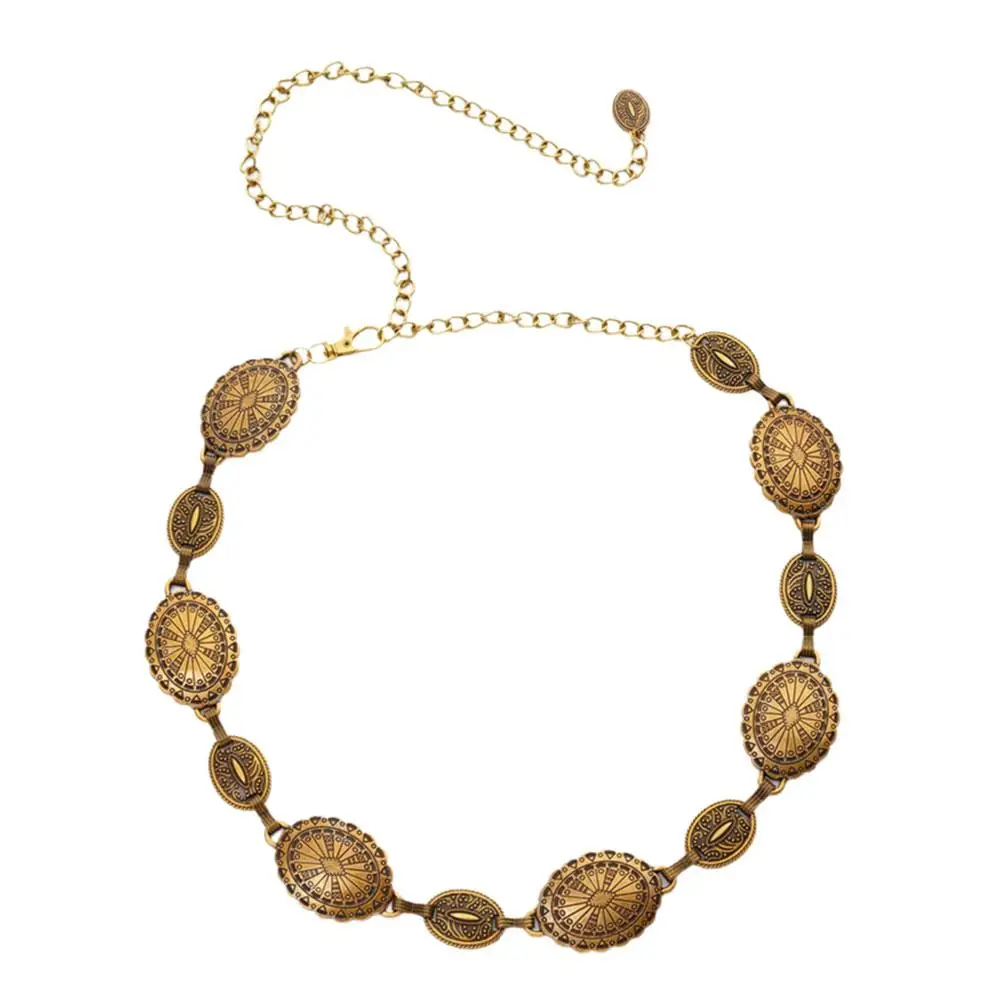 الرجعية المرأة المعادن الخصر سلسلة أحزمة النساء موضة البوهيمي العرقية قابل للتعديل كونشو زنار للسترات فساتين الجينز 1 قطعة #1