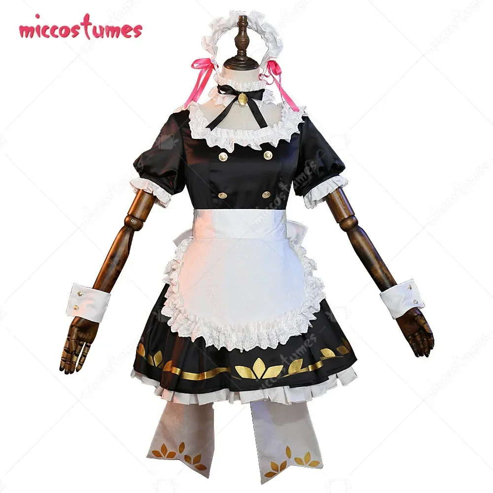 Miccostumes-Disfraz de sirvienta Kama para mujer, traje de mucama, vestido con diadema, delantal