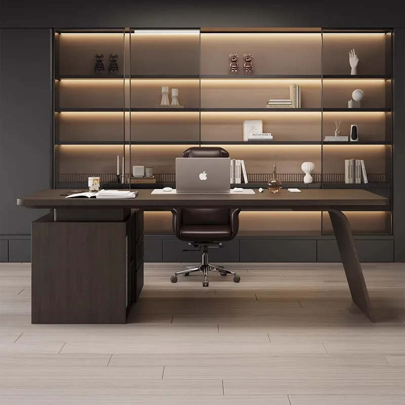 Organizer Hutch Office Desk Modern Socket Cabinent Executive L Shaped Table Computer Drawers Black Mesa De Escritorio Furniture