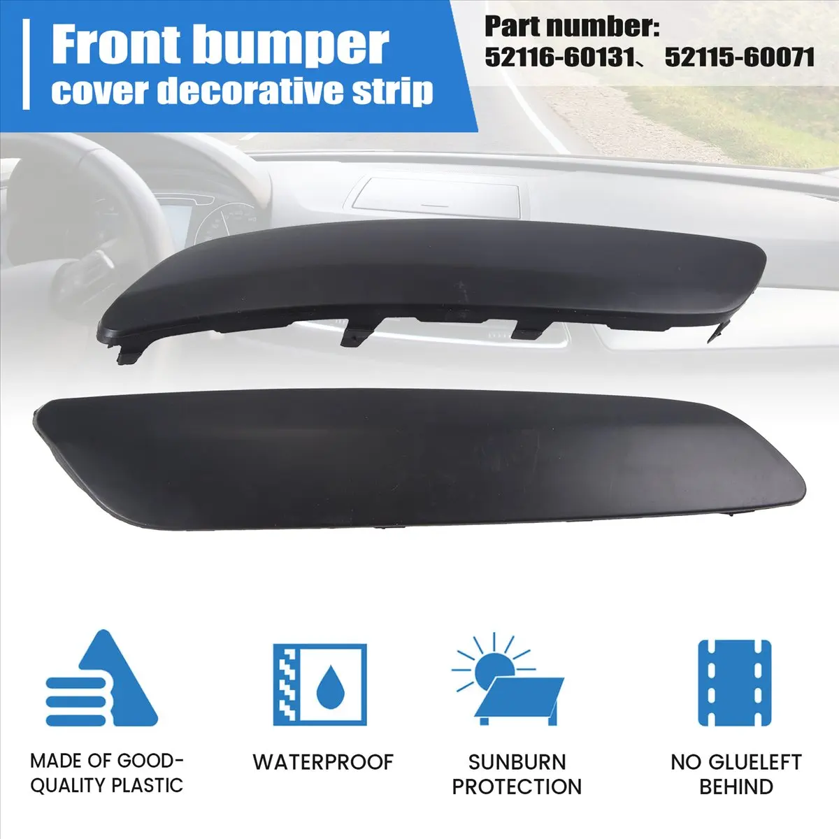 #98X (Black)Front Bumper Cover Trim Molding Bumper Moulding For VW,Automotive Parts & Accessories