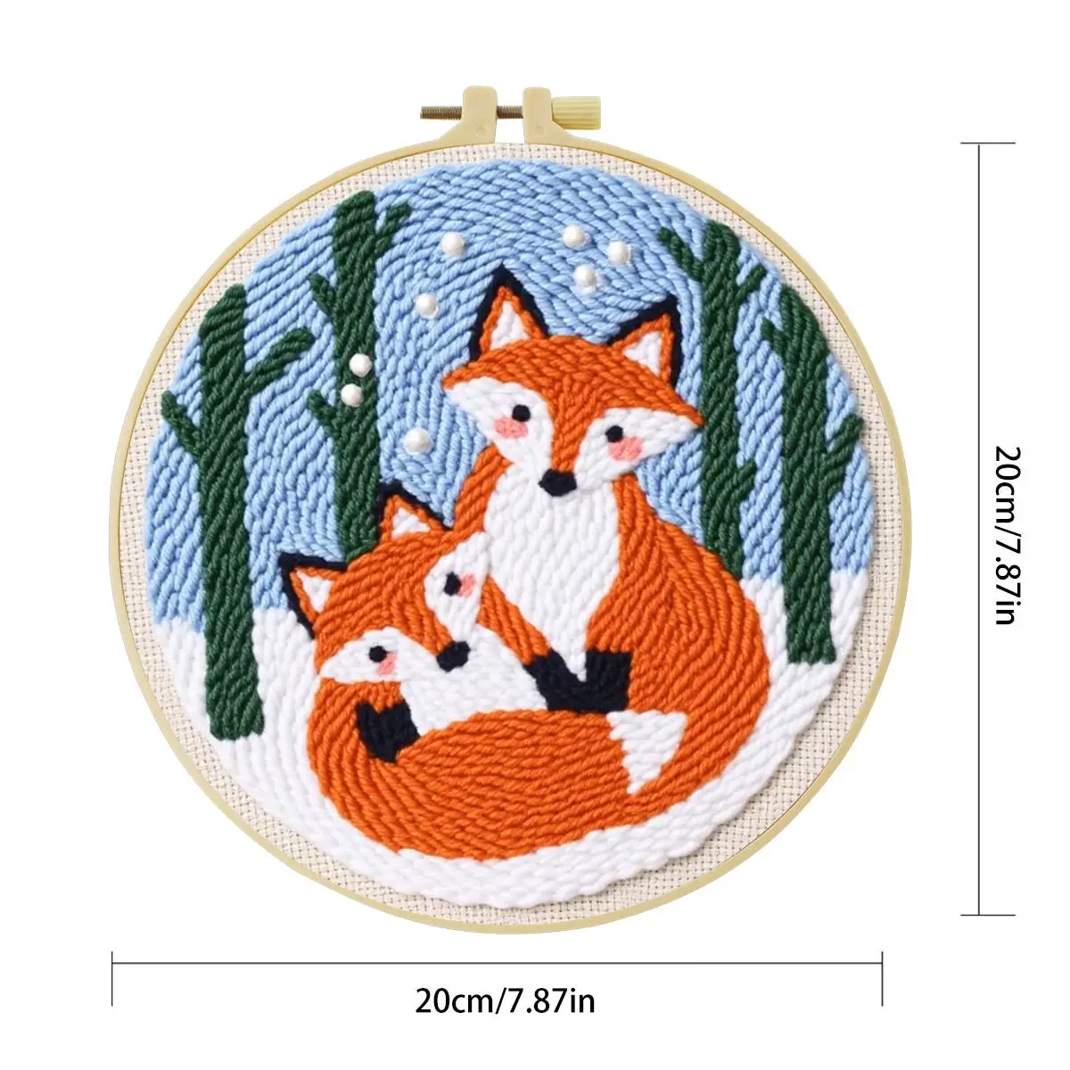 20X20CM/7,87 Zoll Tier - Fuchs Stanznadel-Stickset, Stickerei, gestrickte Stickerei, DIY, handgemachtes Geschenk, Heimdekoration – Detail 4