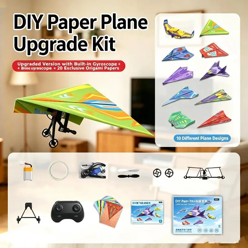 Remote Control Paper Airplane Electric Power Kit Diy Foldable Long Range Stable Flight Ultra Lightweight Plane Outdoor Toy