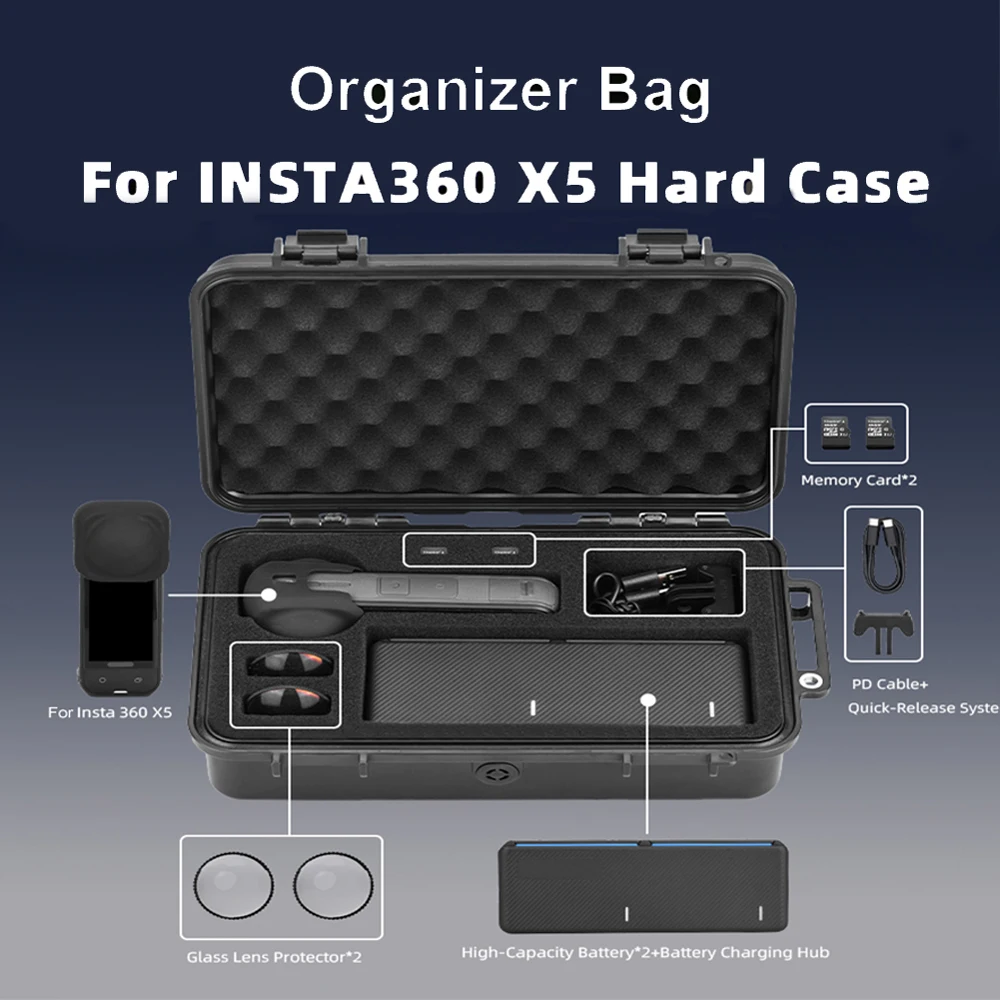 Durable Camera Storage Case for Insta360 X5 Compact and Lightweight Protective Box for Easy Transportation and Storage Bag