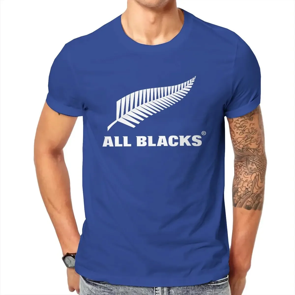 2024 All_Blacks_Rugby T Shirts Men Cotton Humor T-Shirts Round Collar Tee Shirt Short Sleeve Clothing Birthday Present