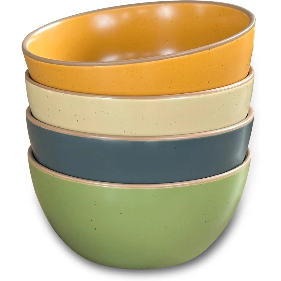 

Ceramic Artisan Matte Bowls For Kitchen 28oz Set of 4 Ideal for Cereal Salad Pasta Soup Dessert and More Fully Dishwasher Micro