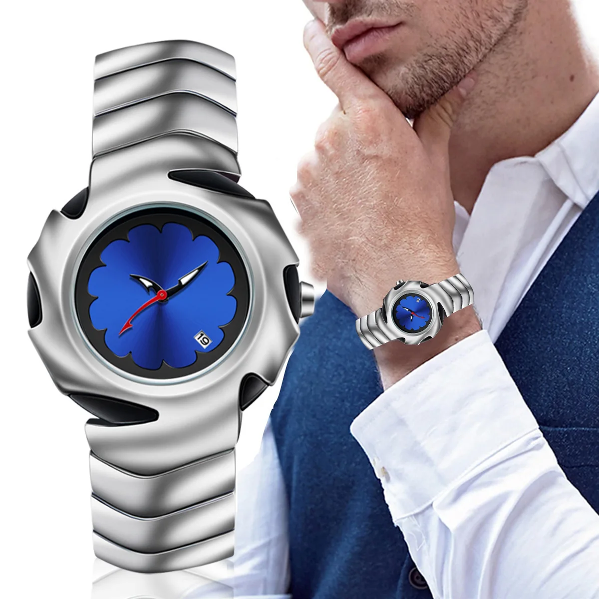 Retro fashion trend creative personality design with calendar dial night light high-end feeling quartz waterproof watch